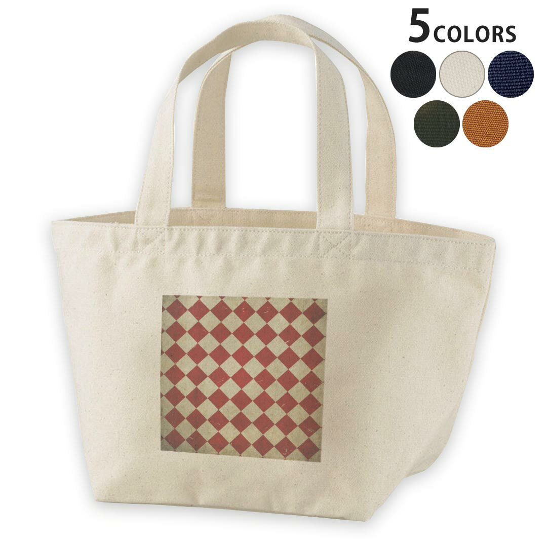 デザインランチバッグ キャンバス デイパック バッグ レディースバッグ トートバッグ ナチュラル 黒 black 005132 ビンテージ　赤　白