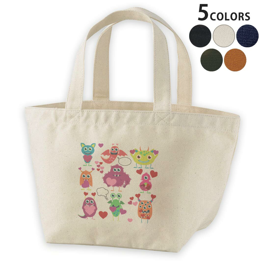 デザインランチバッグ キャンバス デイパック バッグ レディースバッグ トートバッグ ナチュラル 黒 black 005746 モンスター キャラクター