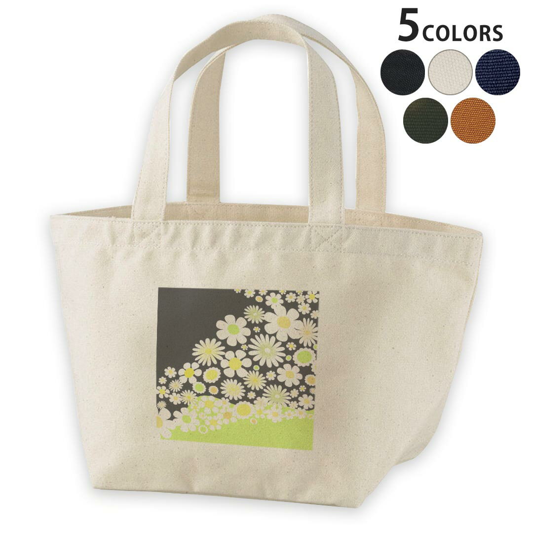 Tote Bag - デザインランチバッグ キャンバス デイパック バッグ レディースバッグ トートバッグ ナチュラル 黒 black 005815 花　フラワー　黄緑