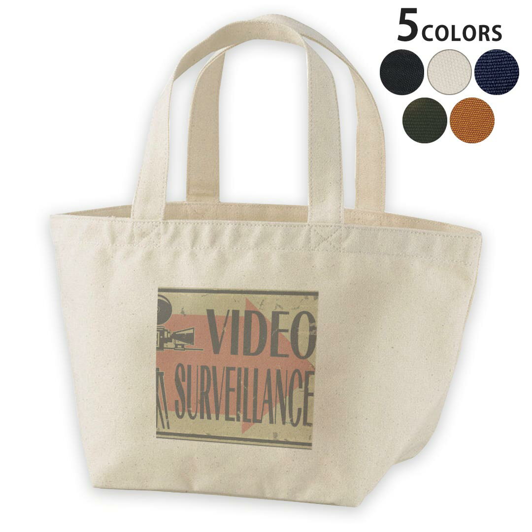 デザインランチバッグ キャンバス デイパック バッグ レディースバッグ トートバッグ ナチュラル 黒 black 005877 レトロ　映画　英語　文字