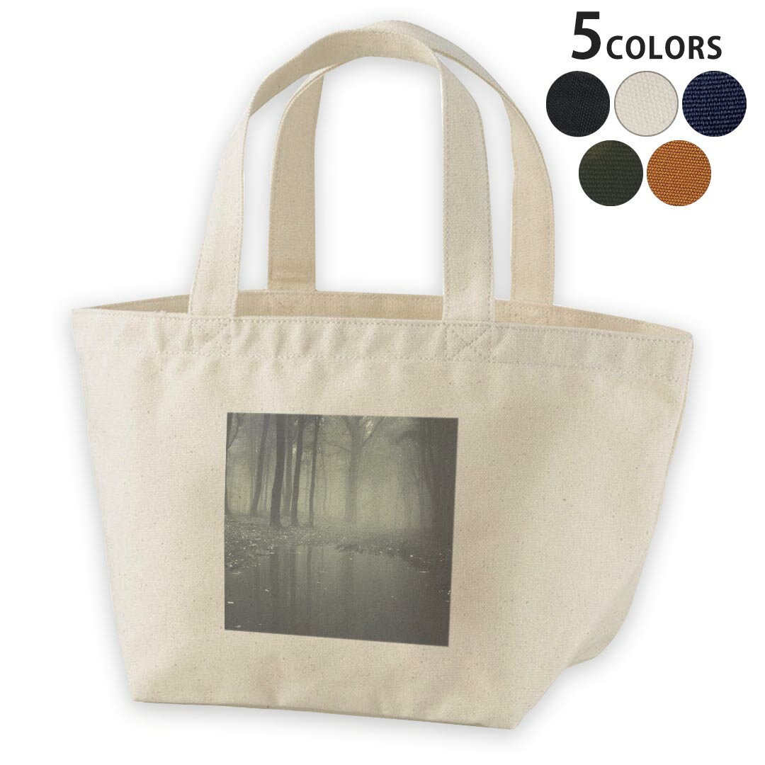 デザインランチバッグ キャンバス デイパック バッグ レディースバッグ トートバッグ ナチュラル 黒 black 005900 写真　森　林