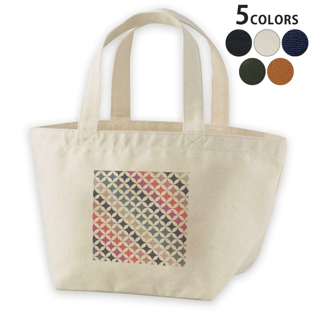 デザインランチバッグ キャンバス デイパック バッグ レディースバッグ トートバッグ ナチュラル 黒 black 006219 カラフル　模様
