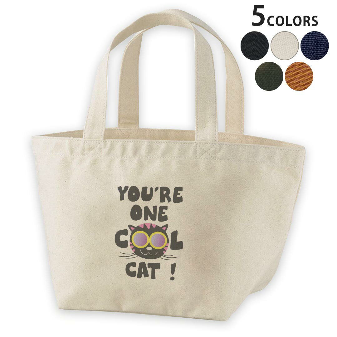 デザインランチバッグ キャンバス デイパック バッグ レディースバッグ トートバッグ ナチュラル 黒 black 006323 ねこ　英語　文字
