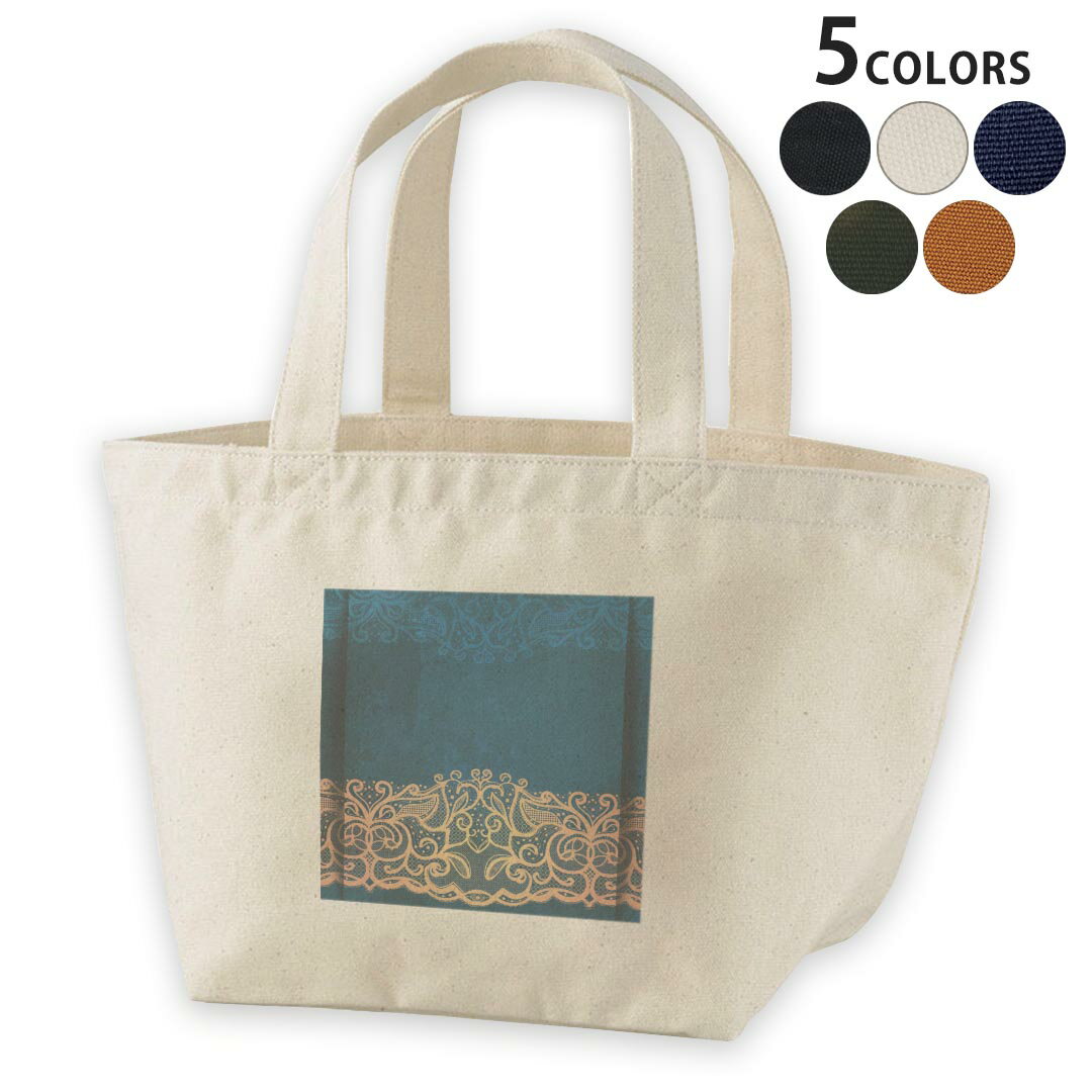 デザインランチバッグ キャンバス デイパック バッグ レディースバッグ トートバッグ ナチュラル 黒 black 006640 レース　青　ブルー