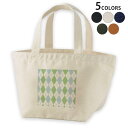 デザインランチバッグ キャンバス デイパック バッグ レディースバッグ トートバッグ ナチュラル 黒 black 007098 アーガイル 模様