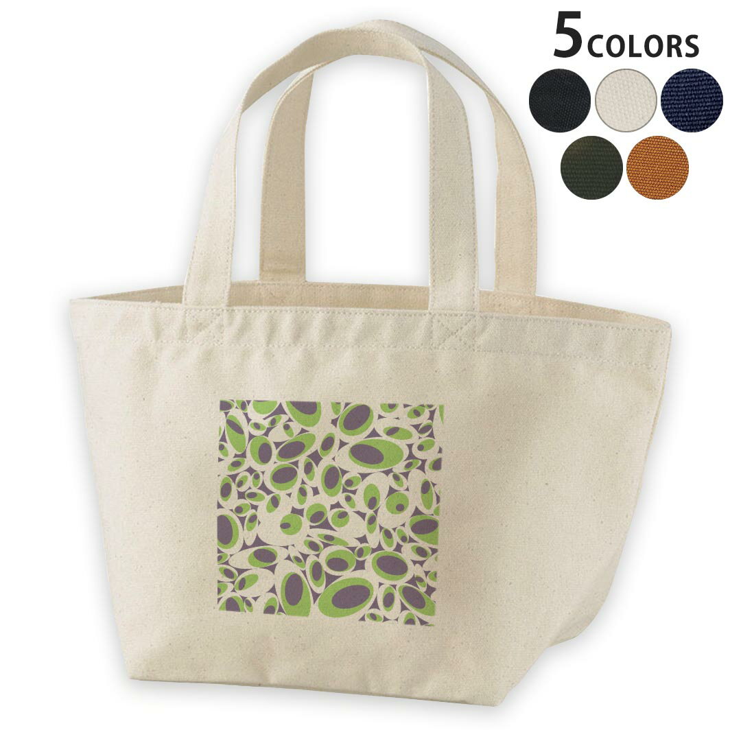 デザインランチバッグ キャンバス デイパック バッグ レディースバッグ トートバッグ ナチュラル 黒 black 007314 模様 水玉 モンスター