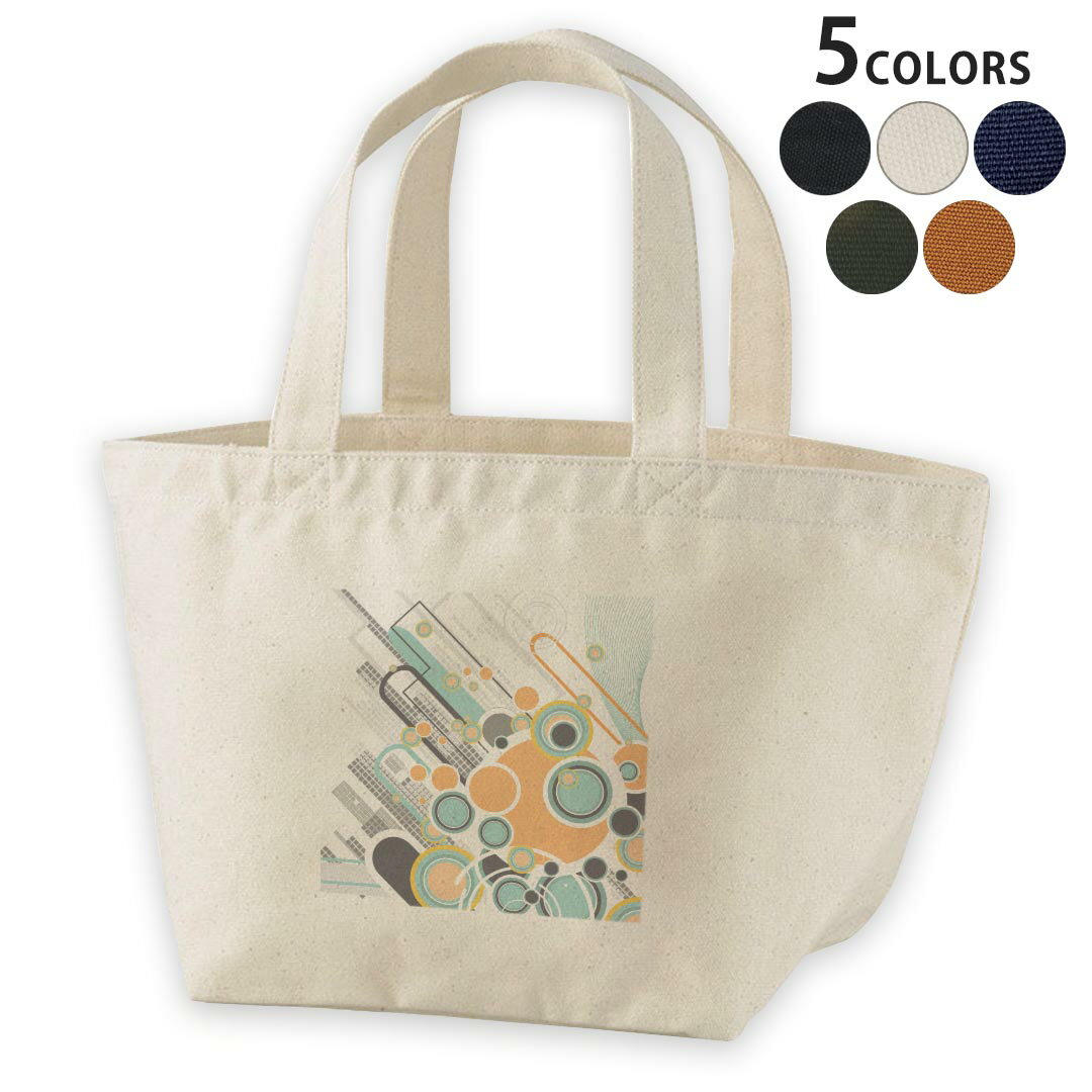 デザインランチバッグ キャンバス デイパック バッグ レディースバッグ トートバッグ ナチュラル 黒 black 008031 オレンジ　デザイン　水色