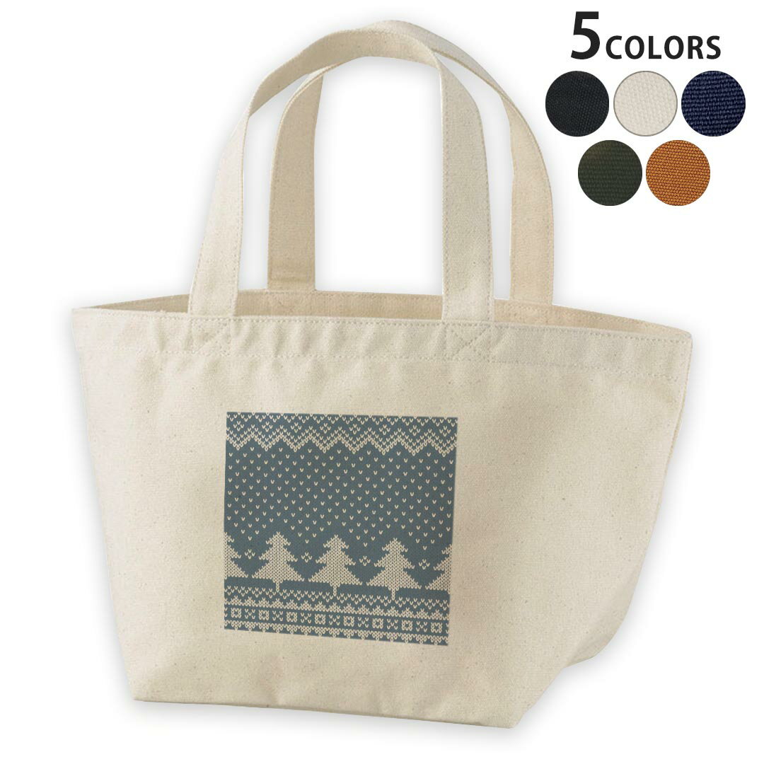 デザインランチバッグ キャンバス デイパック バッグ レディースバッグ トートバッグ ナチュラル 黒 black 008602 冬　雪　紺　白　ホワイト　模様