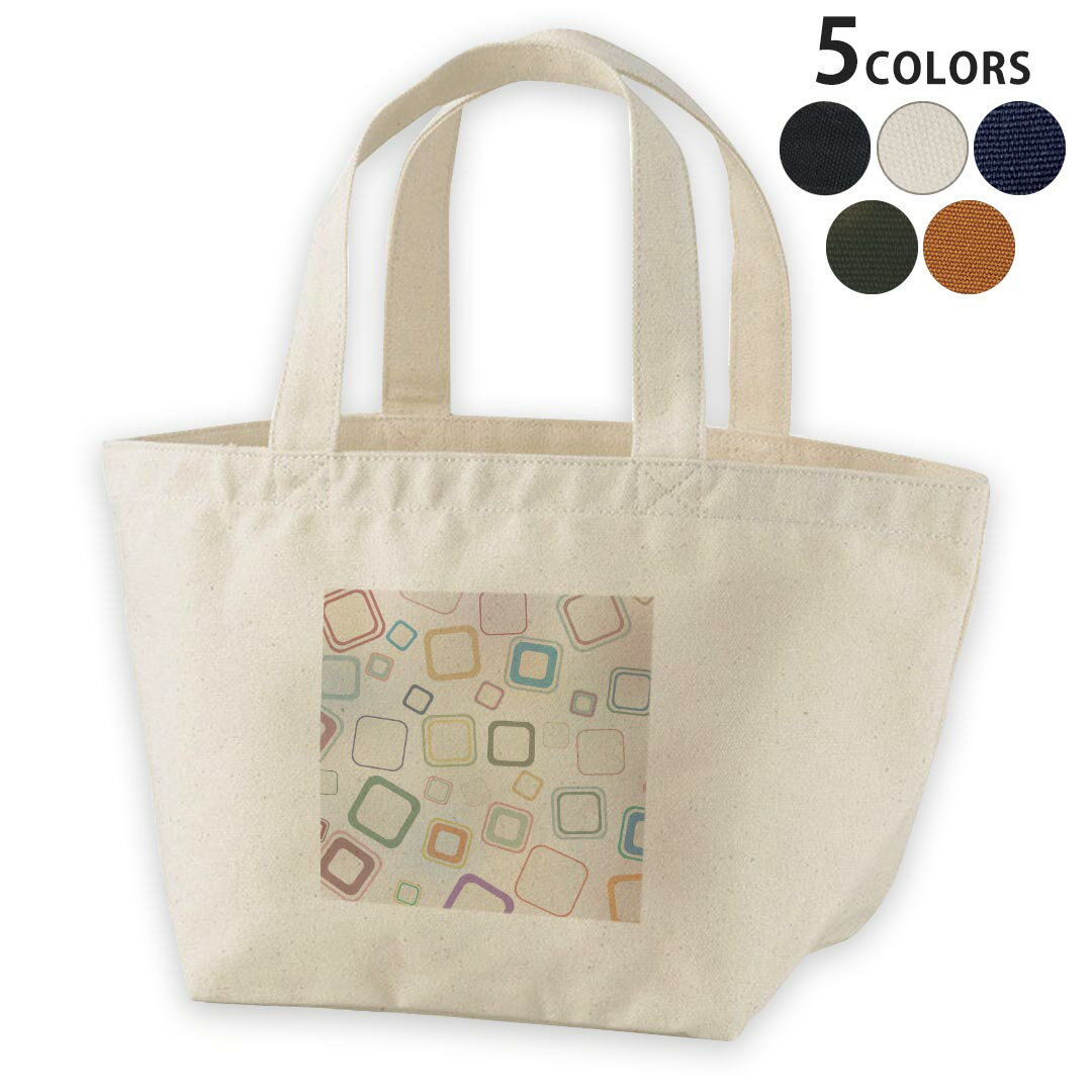 デザインランチバッグ キャンバス デイパック バッグ レディースバッグ トートバッグ ナチュラル 黒 black 008715 模様　カラフル