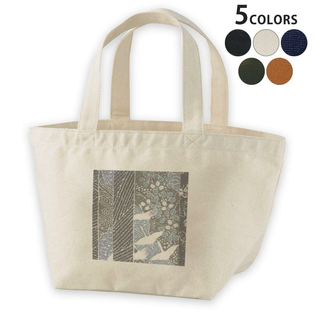 Tote Bag - デザインランチバッグ キャンバス デイパック バッグ レディースバッグ トートバッグ ナチュラル 黒 black 008838 和柄　和風　鶴　模様