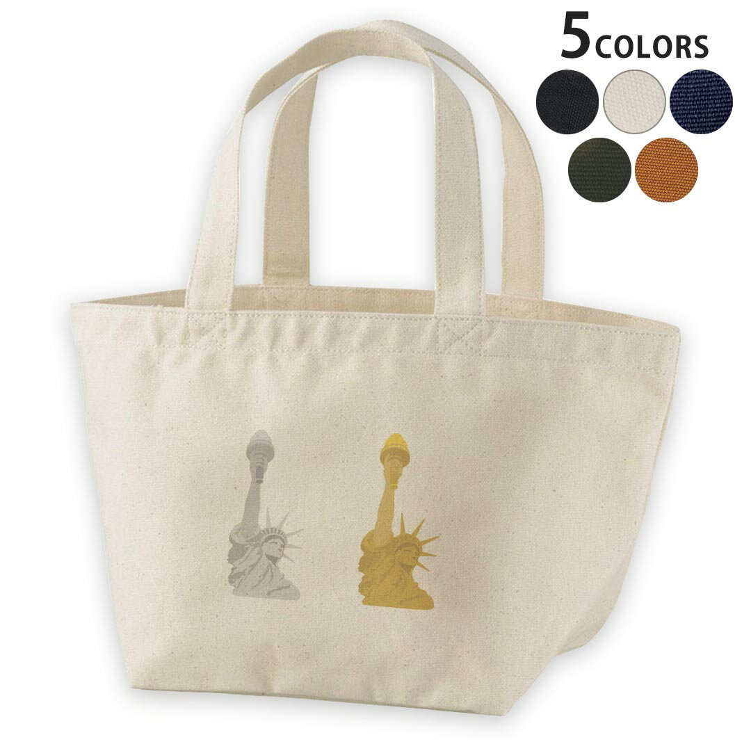 Rakuten - デザインランチバッグ キャンバス デイパック バッグ レディースバッグ トートバッグ ナチュラル 黒 black 009264 風景　自由の女神　外国
