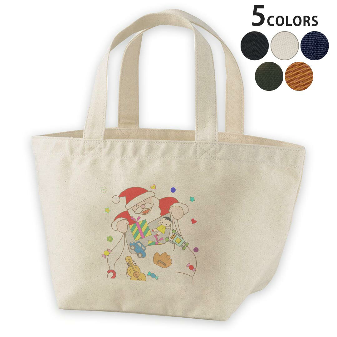 デザインランチバッグ キャンバス デイパック バッグ レディースバッグ トートバッグ ナチュラル 黒 black 009440 クリスマス サンタ カラフル