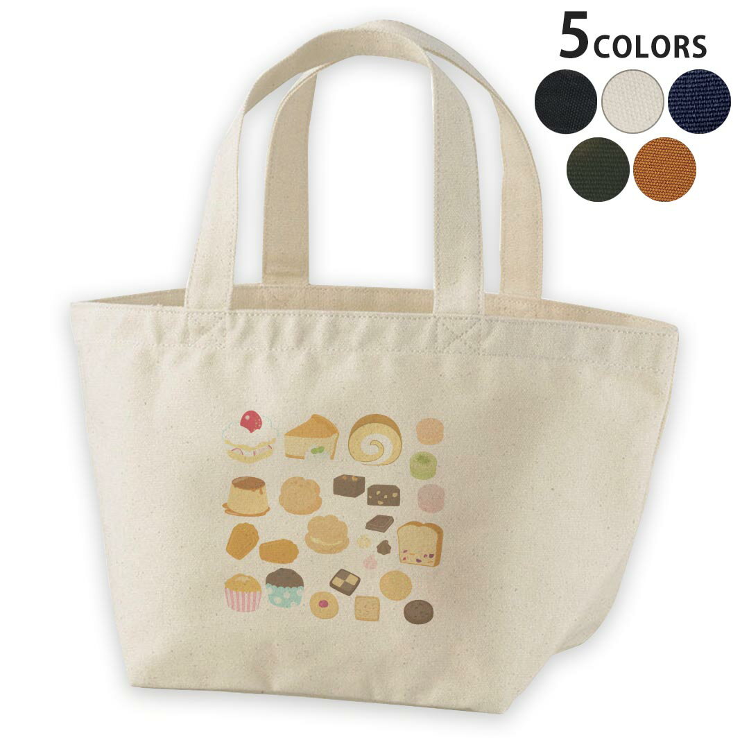 デザインランチバッグ キャンバス デイパック バッグ レディースバッグ トートバッグ ナチュラル 黒 black 009546 デザート　水玉　ボーダー