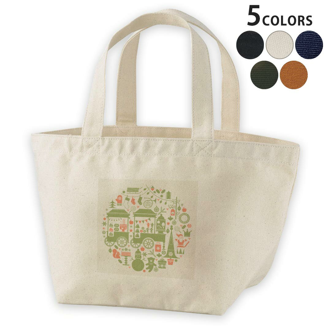 デザインランチバッグ キャンバス デイパック バッグ レディースバッグ トートバッグ ナチュラル 黒 black 009739 クリスマス サンタ 緑