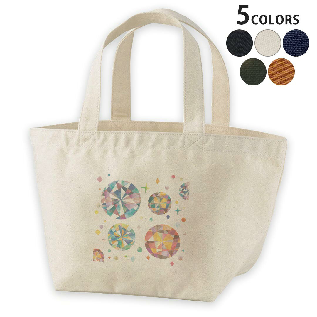 デザインランチバッグ キャンバス デイパック バッグ レディースバッグ トートバッグ ナチュラル 黒 black 010106 模様　カラフル