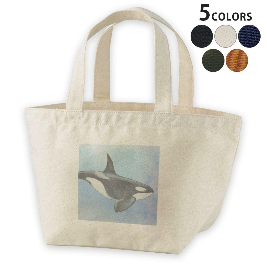 デザインランチバッグ キャンバス デイパック バッグ レディースバッグ トートバッグ ナチュラル 黒 black 010302 海　生き物　くじら