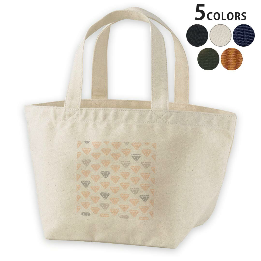 Rakuten - デザインランチバッグ キャンバス デイパック バッグ レディースバッグ トートバッグ ナチュラル 黒 black 010376 ダイヤ　オレンジ　白