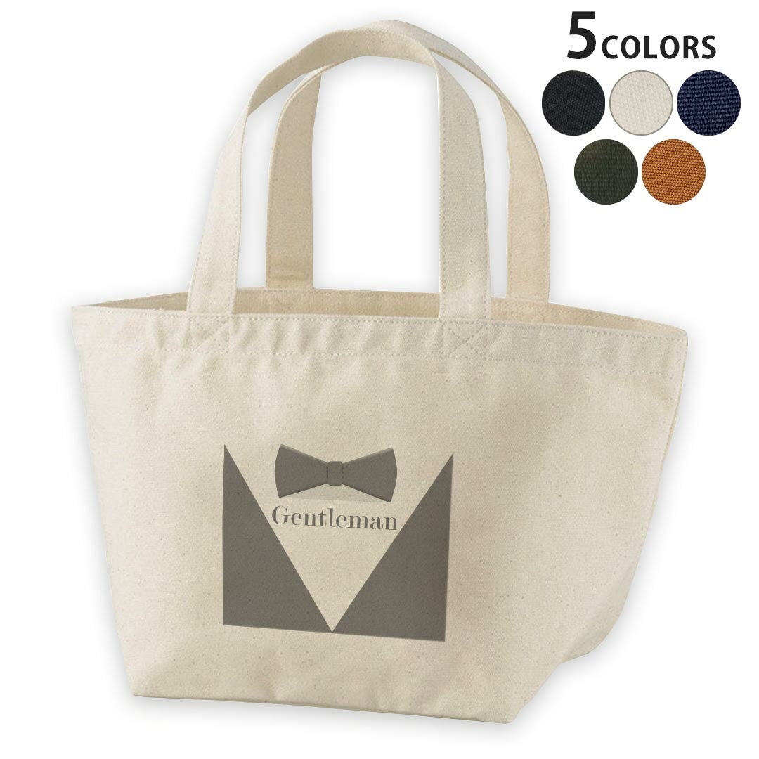 デザインランチバッグ キャンバス デイパック バッグ レディースバッグ トートバッグ ナチュラル 黒 black 010522 蝶ネクタイ おしゃれ 英語