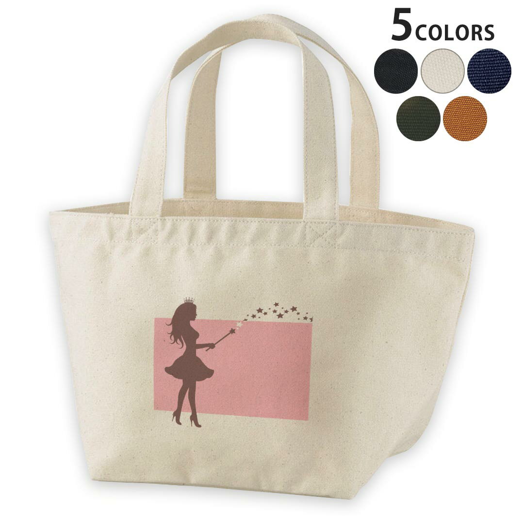 デザインランチバッグ キャンバス デイパック バッグ レディースバッグ トートバッグ ナチュラル 黒 black 011292 王冠　プリンセス　ピンク