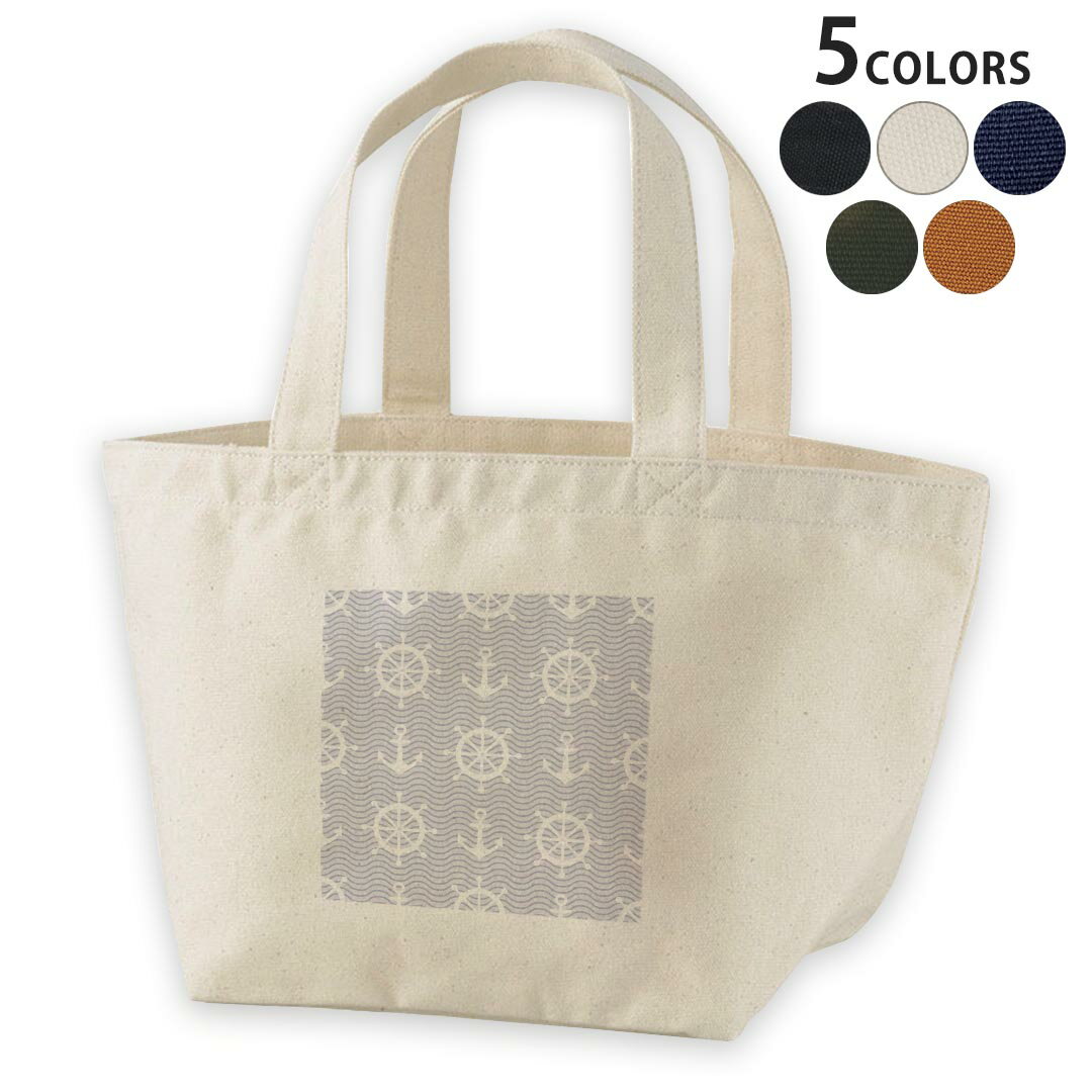 デザインランチバッグ キャンバス デイパック バッグ レディースバッグ トートバッグ ナチュラル 黒 black 011963 いかり　マリン　夏