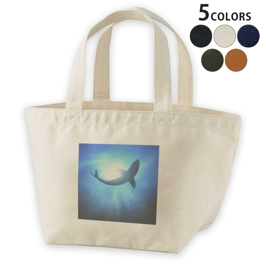 디자인 점심 가방 캔버스 데이 팩 가방 여성 가방 토트 백 자연 블랙 012652 물고기 고래 바다