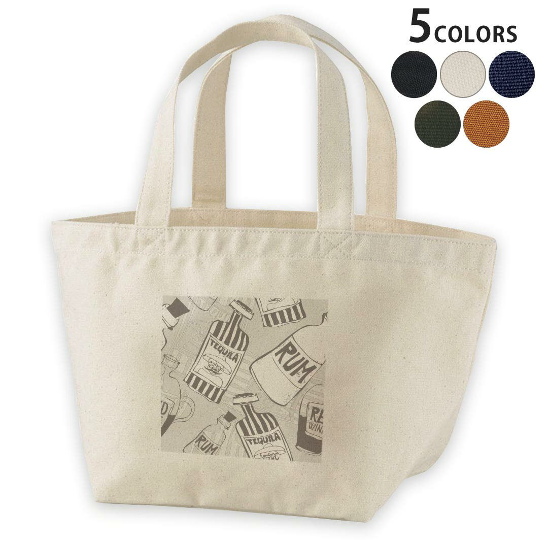 デザインランチバッグ キャンバス デイパック バッグ レディースバッグ トートバッグ ナチュラル 黒 black 012678 瓶 英語 モノトーン