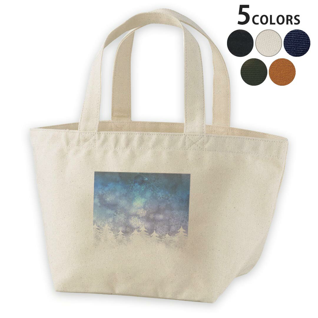デザインランチバッグ キャンバス デイパック バッグ レディースバッグ トートバッグ ナチュラル 黒 black 012836 ツリー　木　雪