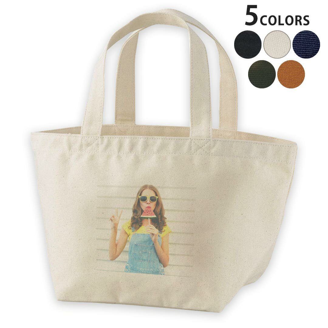 デザインランチバッグ キャンバス デイパック バッグ レディースバッグ トートバッグ ナチュラル 黒 bl..