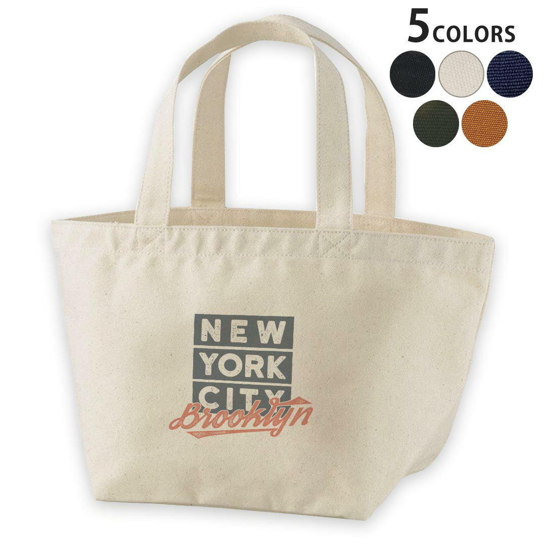 デザインランチバッグ キャンバス デイパック バッグ レディースバッグ トートバッグ ナチュラル 黒 black 015927 newyork　文字　英語