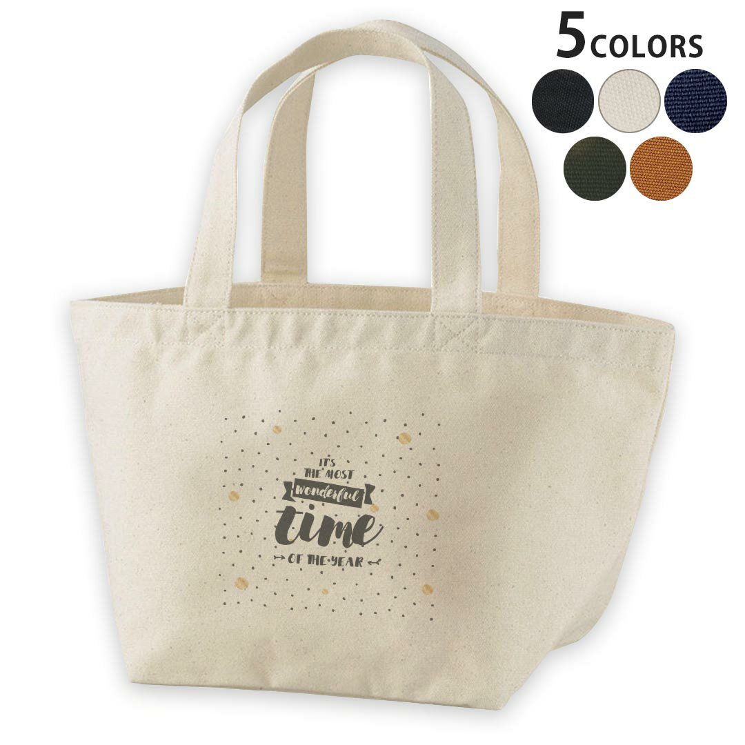 デザインランチバッグ キャンバス デイパック バッグ レディースバッグ トートバッグ ナチュラル 黒 black 016277 英語　水玉