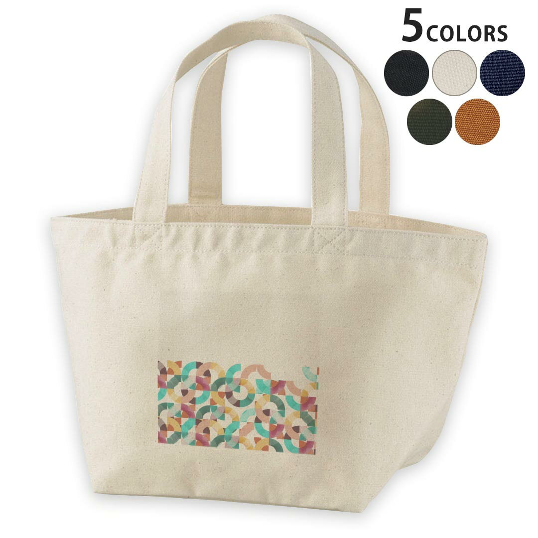 デザインランチバッグ キャンバス デイパック バッグ レディースバッグ トートバッグ ナチュラル 黒 black 016292 カラフル　わっか