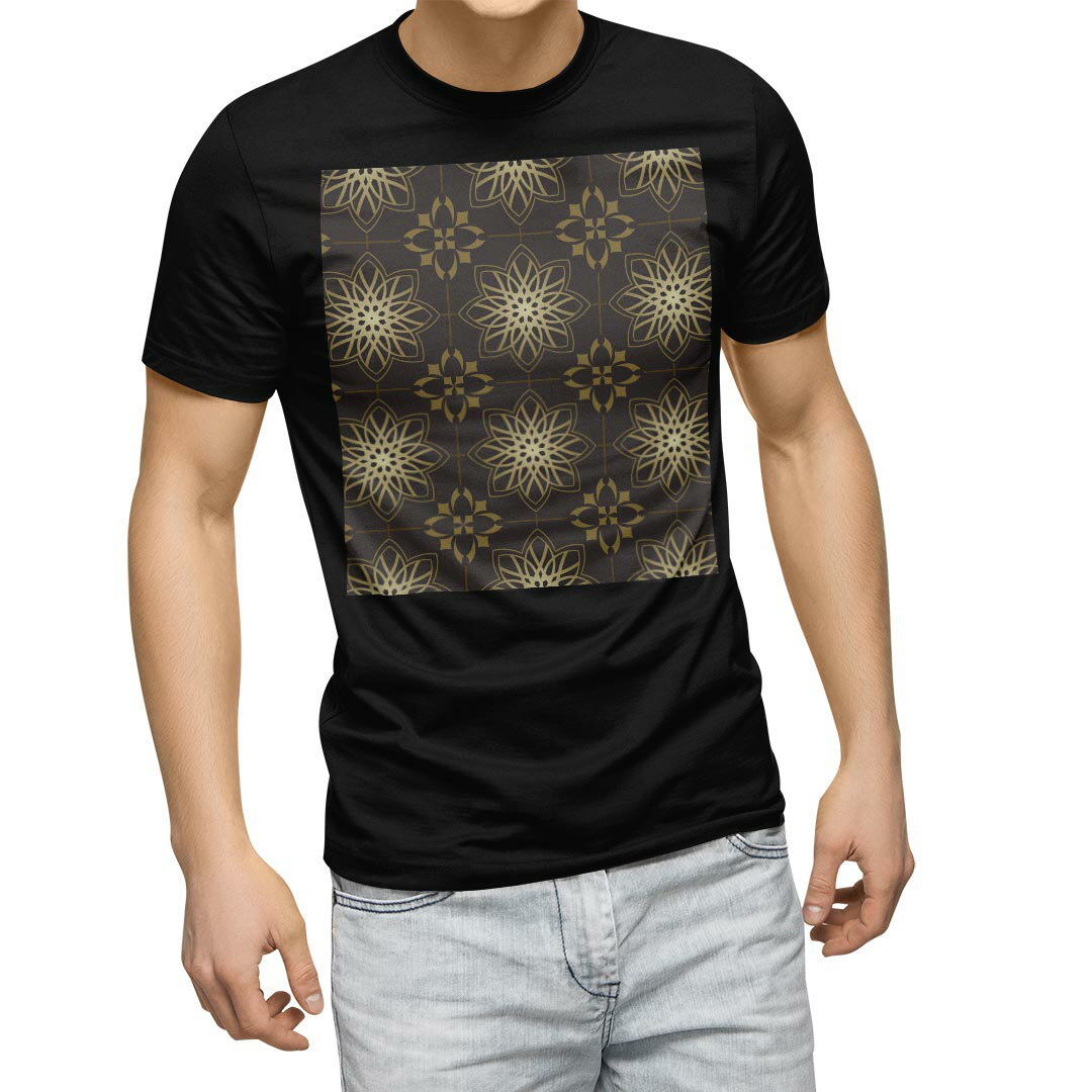 乐天商城 - tシャツ メンズ 半袖 ブラック デザイン XS S M L XL 2XL Tシャツ ティーシャツ T shirt　黒 000395 その他 ペイズリー　ダマスク　花