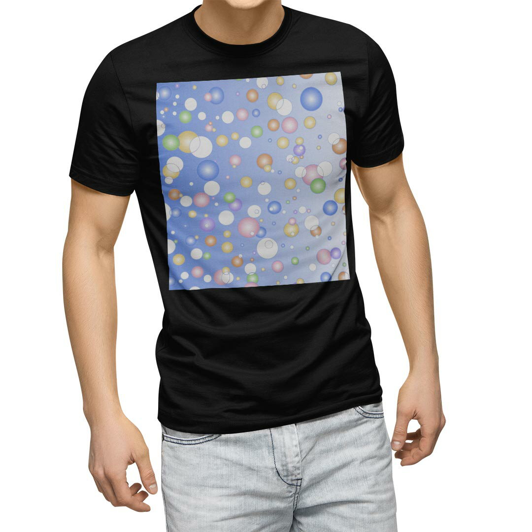 tシャツ メンズ 半袖 ブラック デザイン XS S M L XL 2XL Tシャツ ティーシャツ T shirt 黒 000459 その他 バブル レインボー