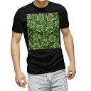 tシャツ メンズ 半袖 ブラック デザイン XS S M L XL 2XL Tシャツ ティーシャツ T shirt 黒 000713 フラワー クローバー 葉