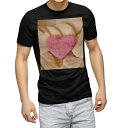 tシャツ メンズ 半袖 ブラック デザイン XS S M L XL 2XL Tシャツ ティーシャツ T shirt 黒 000861 ラブリー クッキー ハート 食べ物