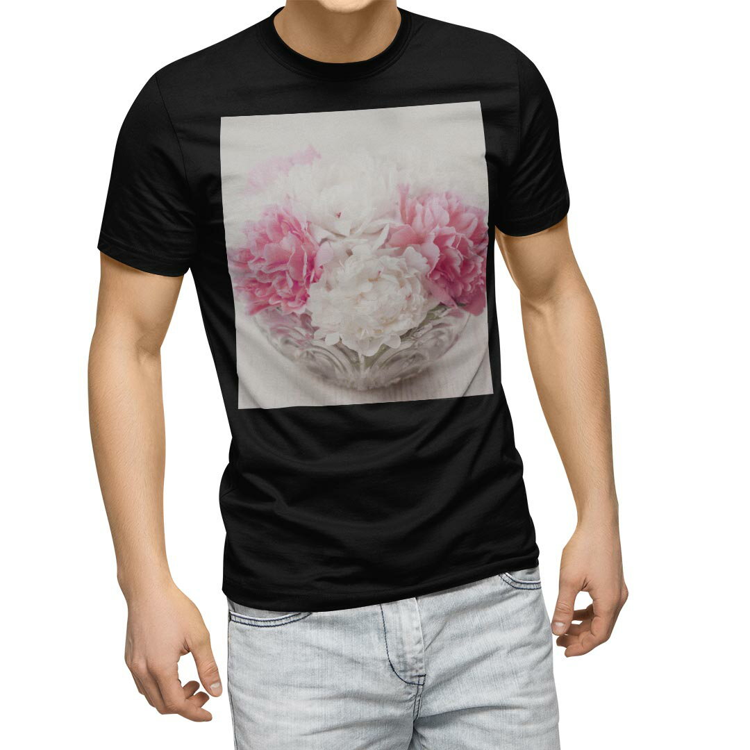 Rakuten - tシャツ メンズ 半袖 ブラック デザイン XS S M L XL 2XL Tシャツ ティーシャツ T shirt　黒 000997 フラワー 花　花束
