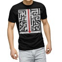 tシャツ メンズ 半袖 ブラック デザイン XS S M L XL 2XL Tシャツ ティーシャツ T shirt 黒 001232 ユニーク 迷路 矢印(4)