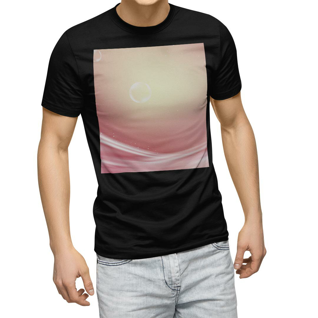 tシャツ メンズ 半袖 ブラック デザイン XS S M L XL 2XL Tシャツ ティーシャツ T shirt　黒 001999 ラグジュアリー シンプル　しゃぼん玉　ピンク(4.0)