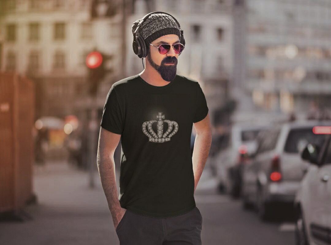 tシャツ メンズ 半袖 ブラック デザイン XS S M L XL 2XL Tシャツ ティーシャツ T shirt　黒 000426 ラグジュアリー クラウン　王冠　ダイヤ kabekore-11094721 kabeコレ サンプル画像2