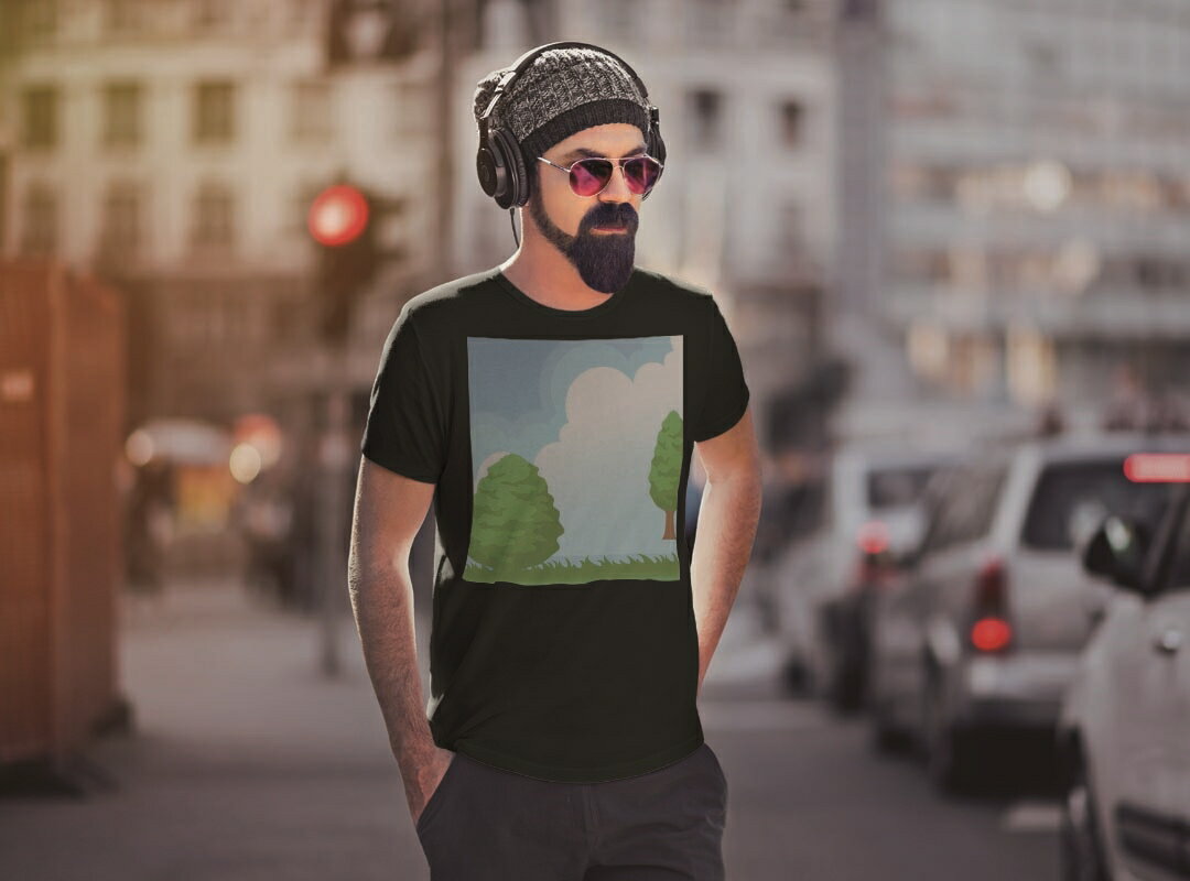 tシャツ メンズ 半袖 ブラック デザイン XS S M L XL 2XL Tシャツ ティーシャツ T shirt　黒 001433 その他 木　雲　青空