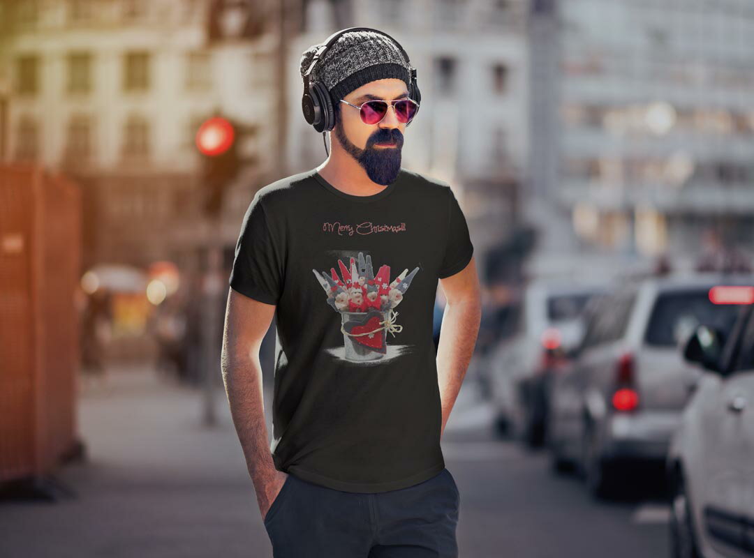 tシャツ メンズ 半袖 ブラック デザイン XS S M L XL 2XL Tシャツ ティーシャツ T shirt 黒 002516 クリスマス　サンタ