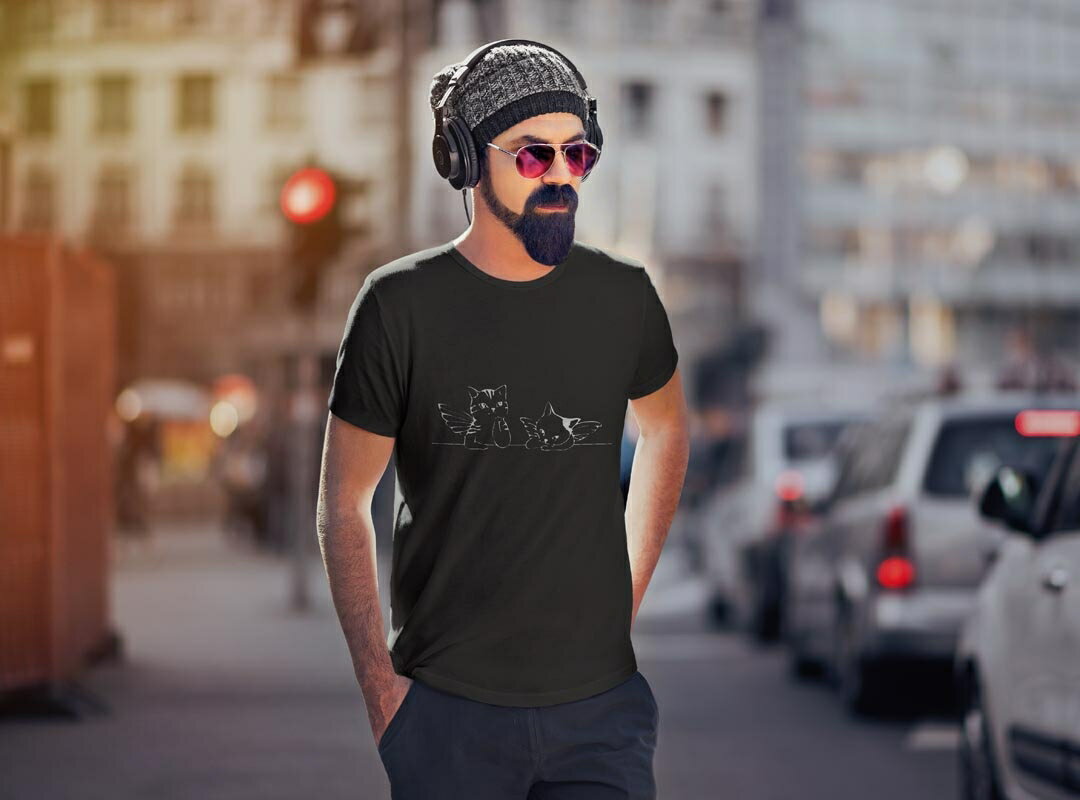 tシャツ メンズ 半袖 ブラック デザイン XS S M L XL 2XL Tシャツ ティーシャツ T shirt 黒 022696 猫 かわいい