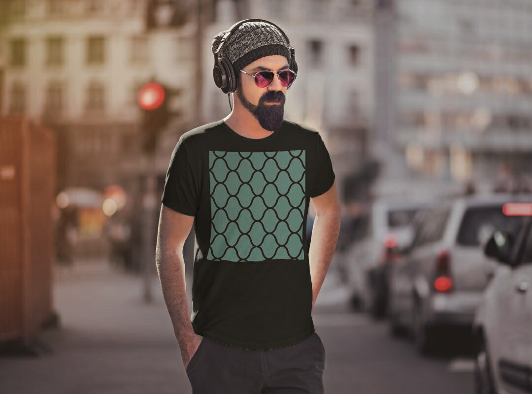 tシャツ メンズ 半袖 ブラック デザイン XS S M L XL 2XL Tシャツ ティーシャツ T shirt　黒 004342 チェック・ボーダー 模様　青