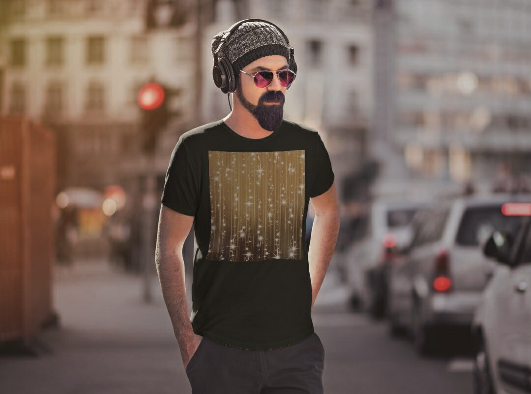 tシャツ メンズ 半袖 ブラック デザイン XS S M L XL 2XL Tシャツ ティーシャツ T shirt　黒 004495 ラグジュアリー キラキラ　ゴールド　金