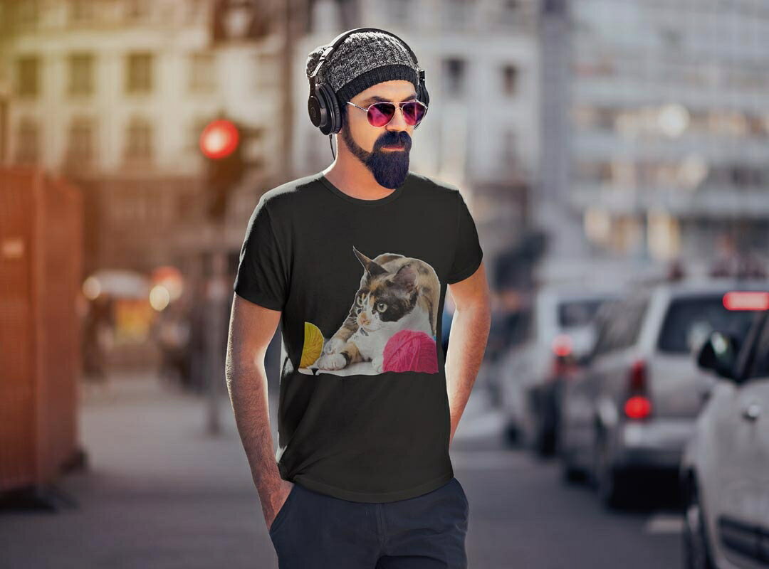 tシャツ メンズ 半袖 ブラック デザイン XS S M L XL 2XL Tシャツ ティーシャツ T shirt 黒 005939 写真　動物　猫　ねこ kabekore-11107101 kabeコレ サンプル画像2