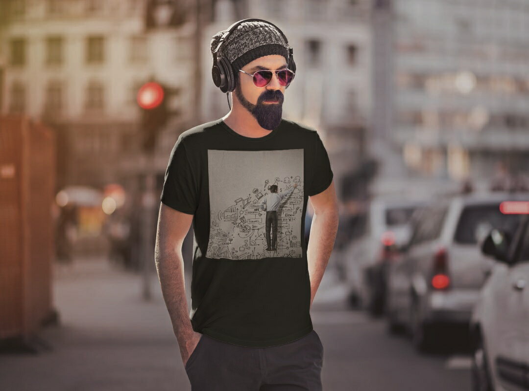 tシャツ メンズ 半袖 ブラック デザイン XS S M L XL 2XL Tシャツ ティーシャツ T shirt　黒 011431 イラスト　科学　写真