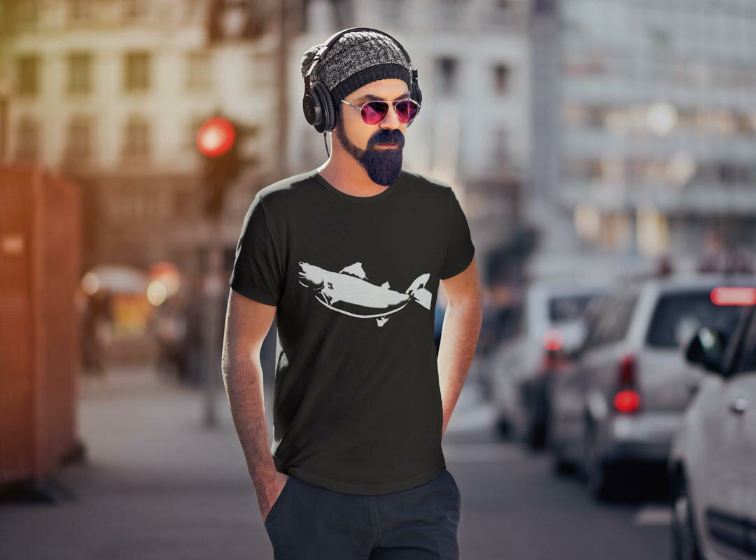 tシャツ メンズ 半袖 ブラック デザイン XS S M L XL 2XL Tシャツ ティーシャツ T shirt 黒 013266 魚　海　絵 2