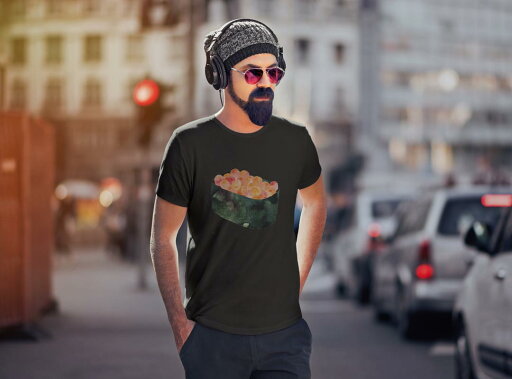 tシャツ メンズ 半袖 ブラック デザイン XS S M L XL 2XL Tシャツ ティーシャツ T shirt 黒 016180 お寿司 食べ物 和食