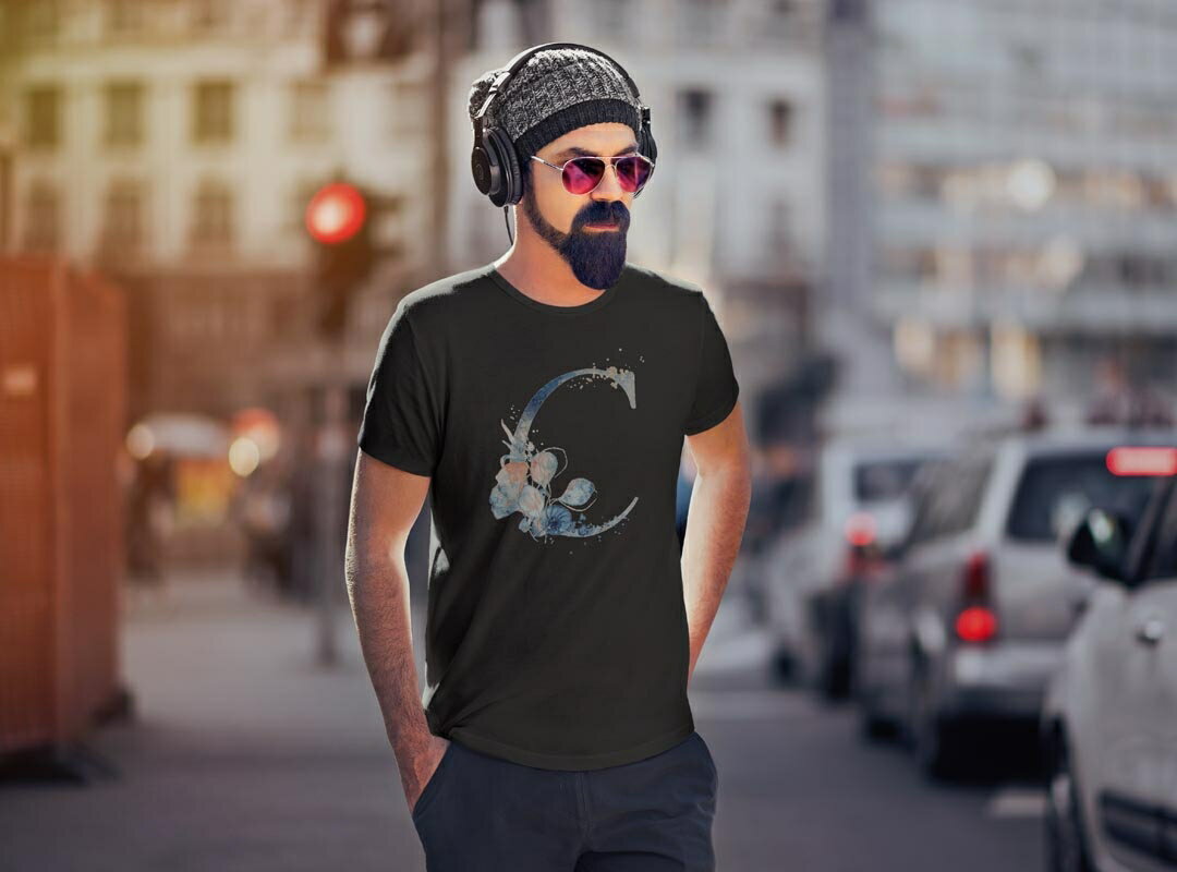 tシャツ メンズ 半袖 ブラック デザイン XS S M L XL 2XL Tシャツ ティーシャツ T shirt 黒 019655 文字 c アルファベット