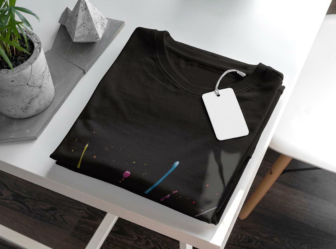 tシャツ レディース 半袖 ブラック 黒 デザイン M L Tシャツ ティーシャツ T shirt 000248 ペンキ　ペイント　カラフル　インク kabekore-11276824 kabeコレ サンプル画像3